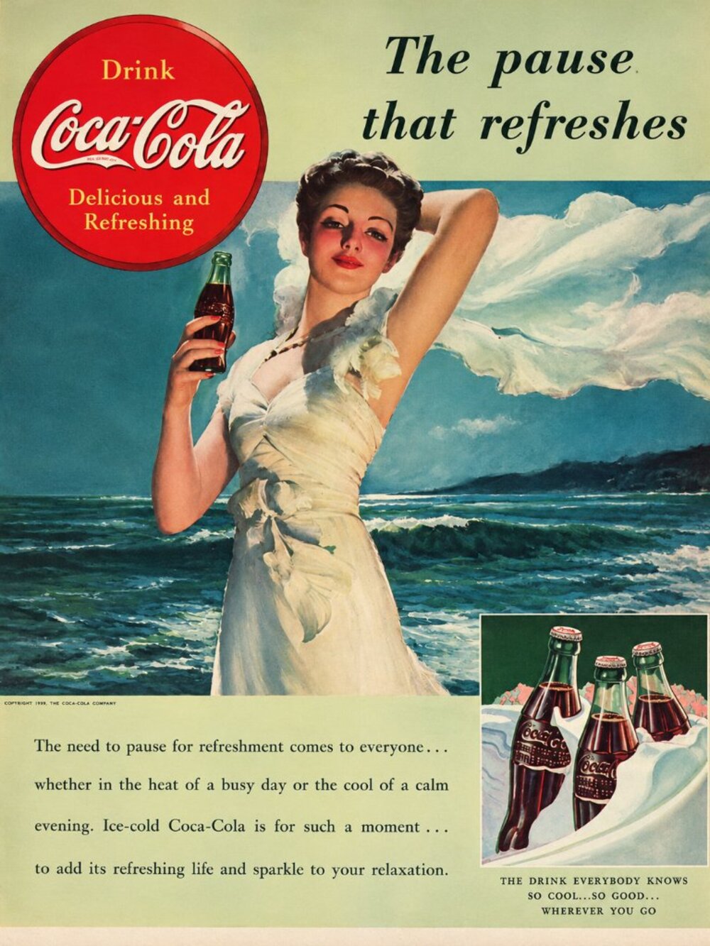 1939 Coca-Cola The Pause That Refreshes Original Magazine Ad Vintage Wall Decor